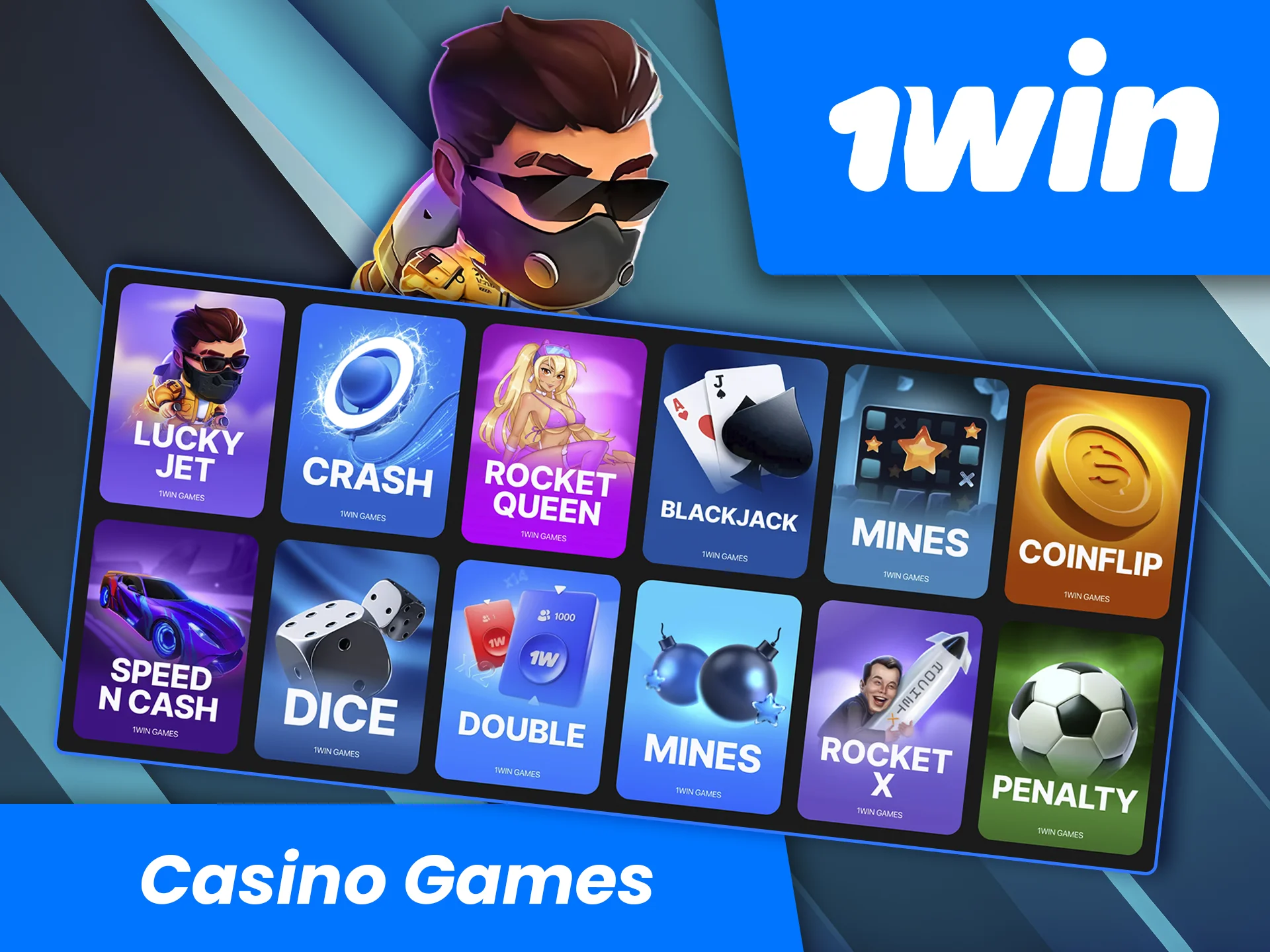 Open the games tab and explore all the different types of slots at 1win Casino.