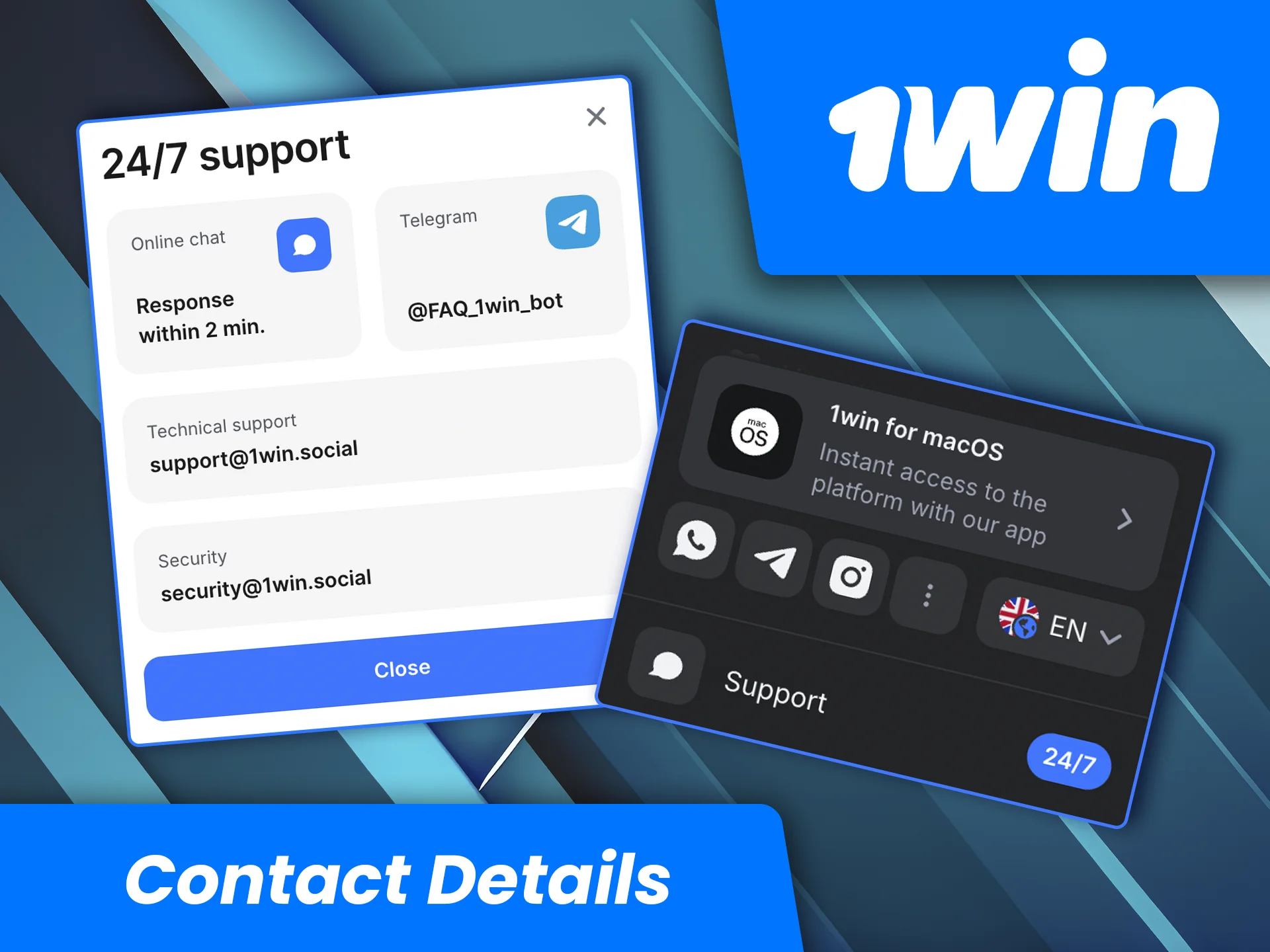 Choose Telegram as your preferred method of contacting 1win support.
