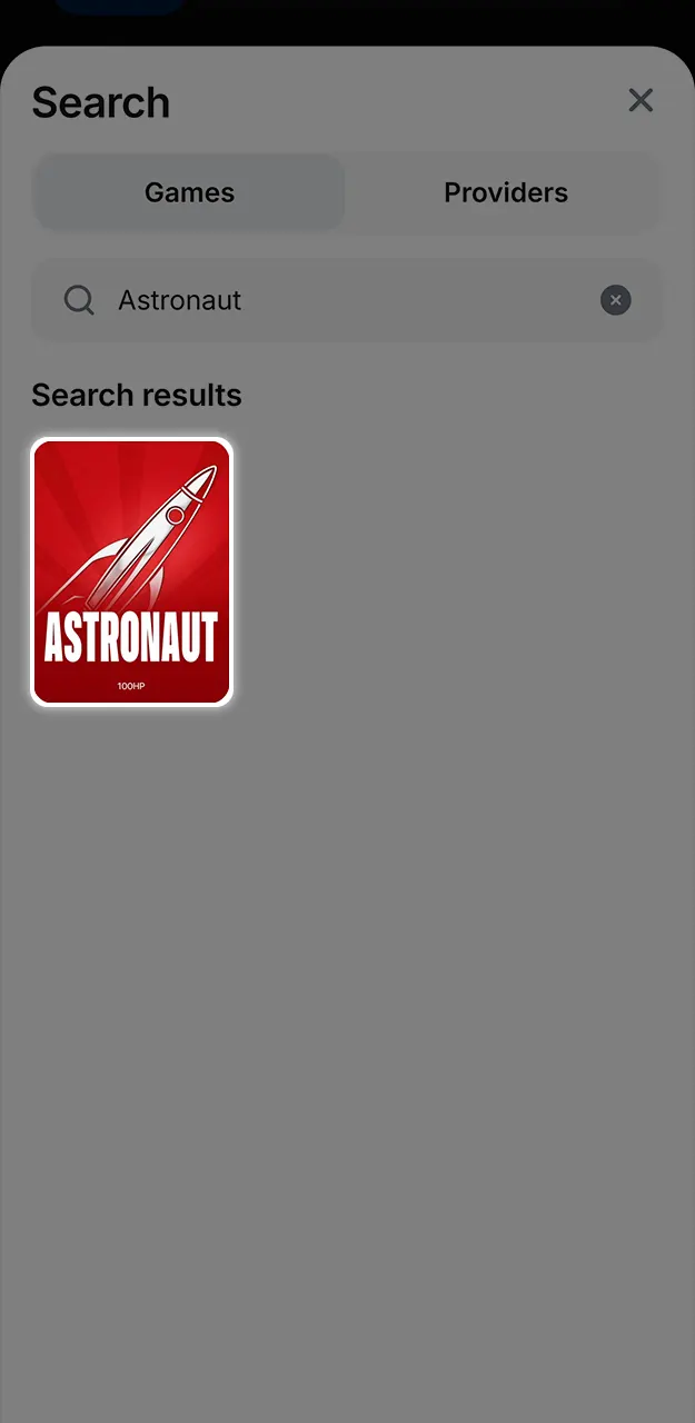 Find the game in the lobby and launch Astronaut in the casino section to begin your flight on 1win.