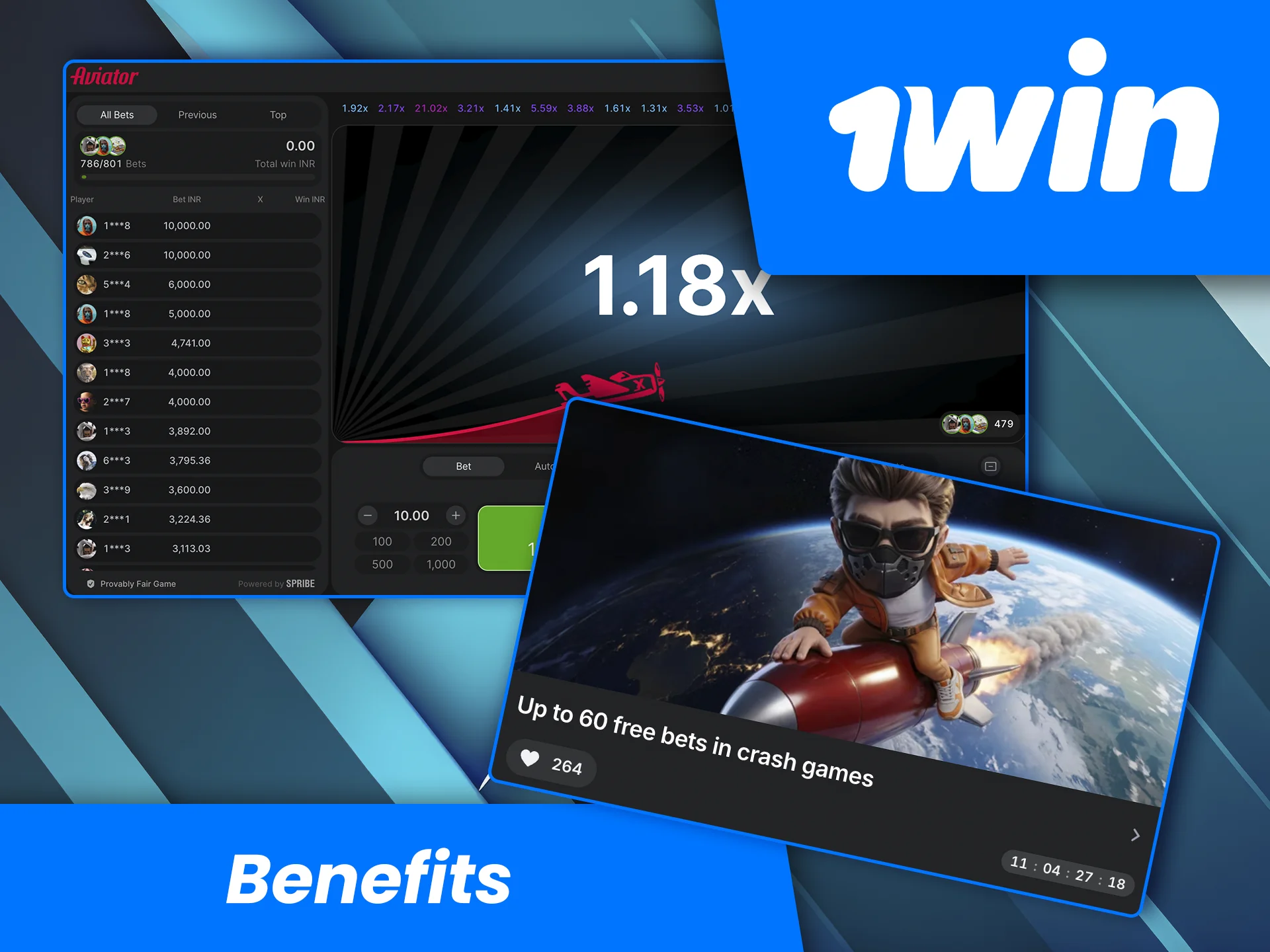 Find out about the main benefits of playing Aviator on the 1win website.