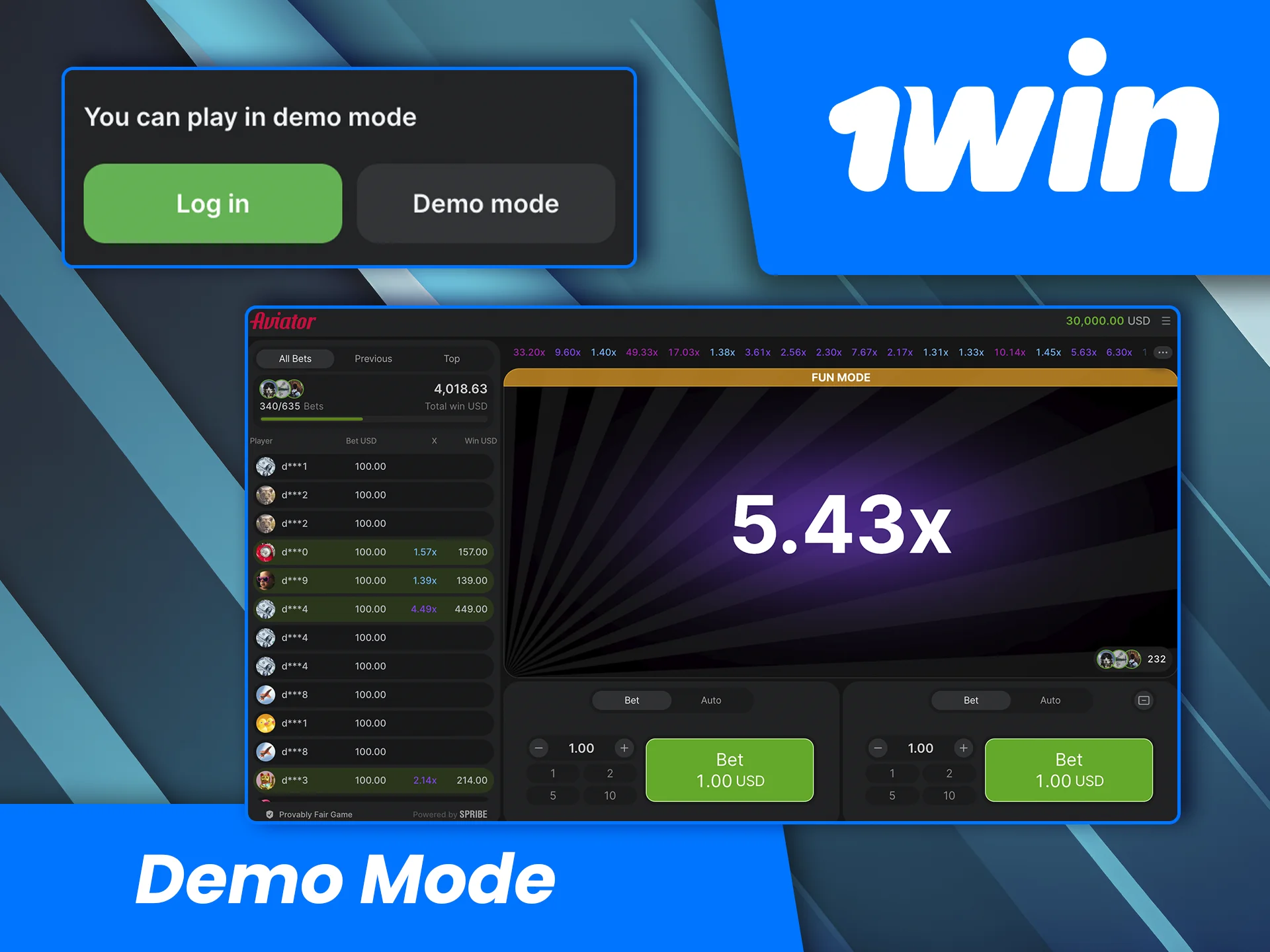 Try out the Avaitor game in demo mode at 1win Casino, then move on to real-money betting.