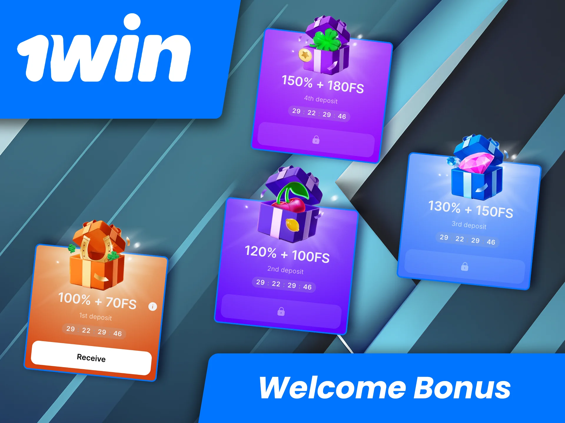 Get an incredible bonus from 1win by completing a simple registration process.