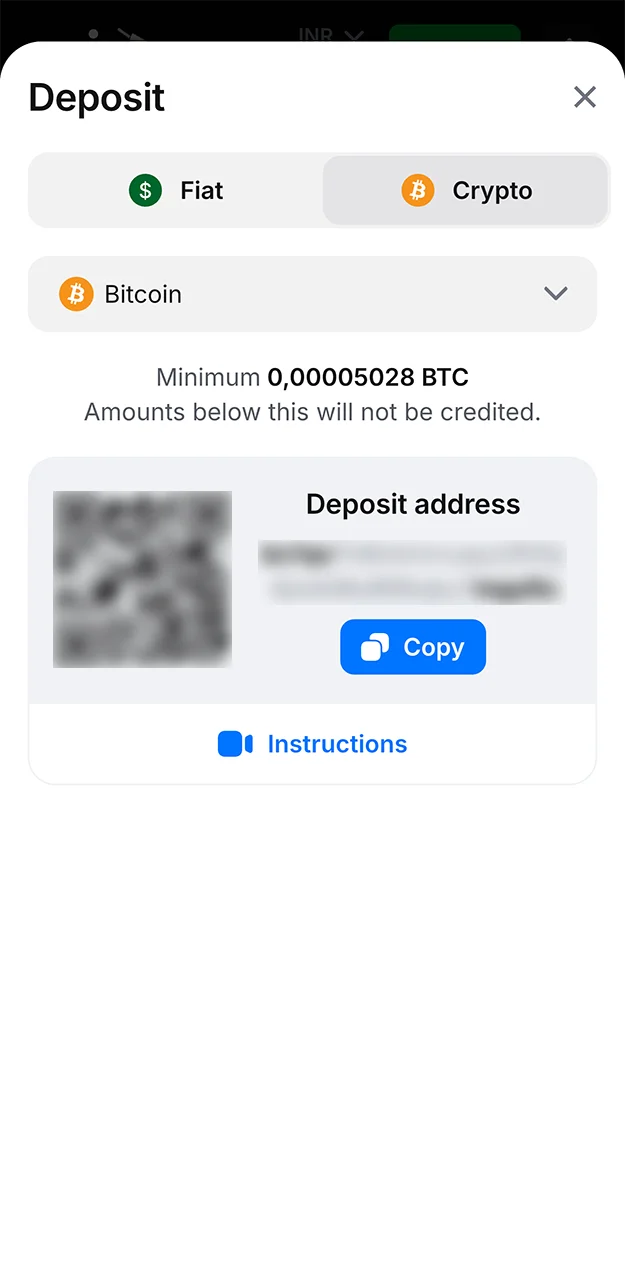 Use Bitcoin to make a deposit on the 1win website.