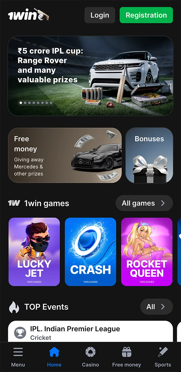 Open your browser and go to the official 1win website.