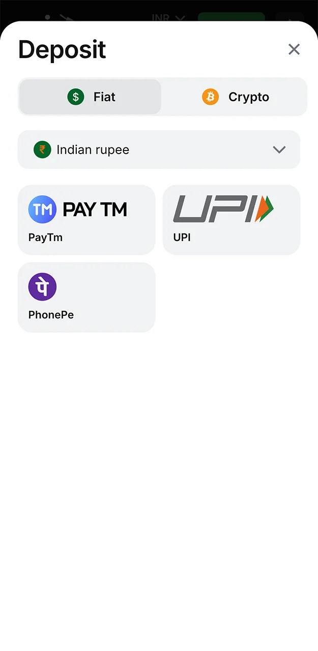 Make a deposit on the 1win website using the UPI payment method.