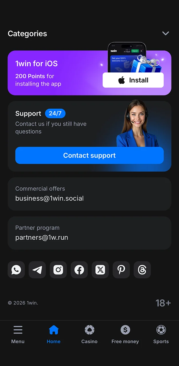 Get started with the quick installation of the 1win app for iOS devices.