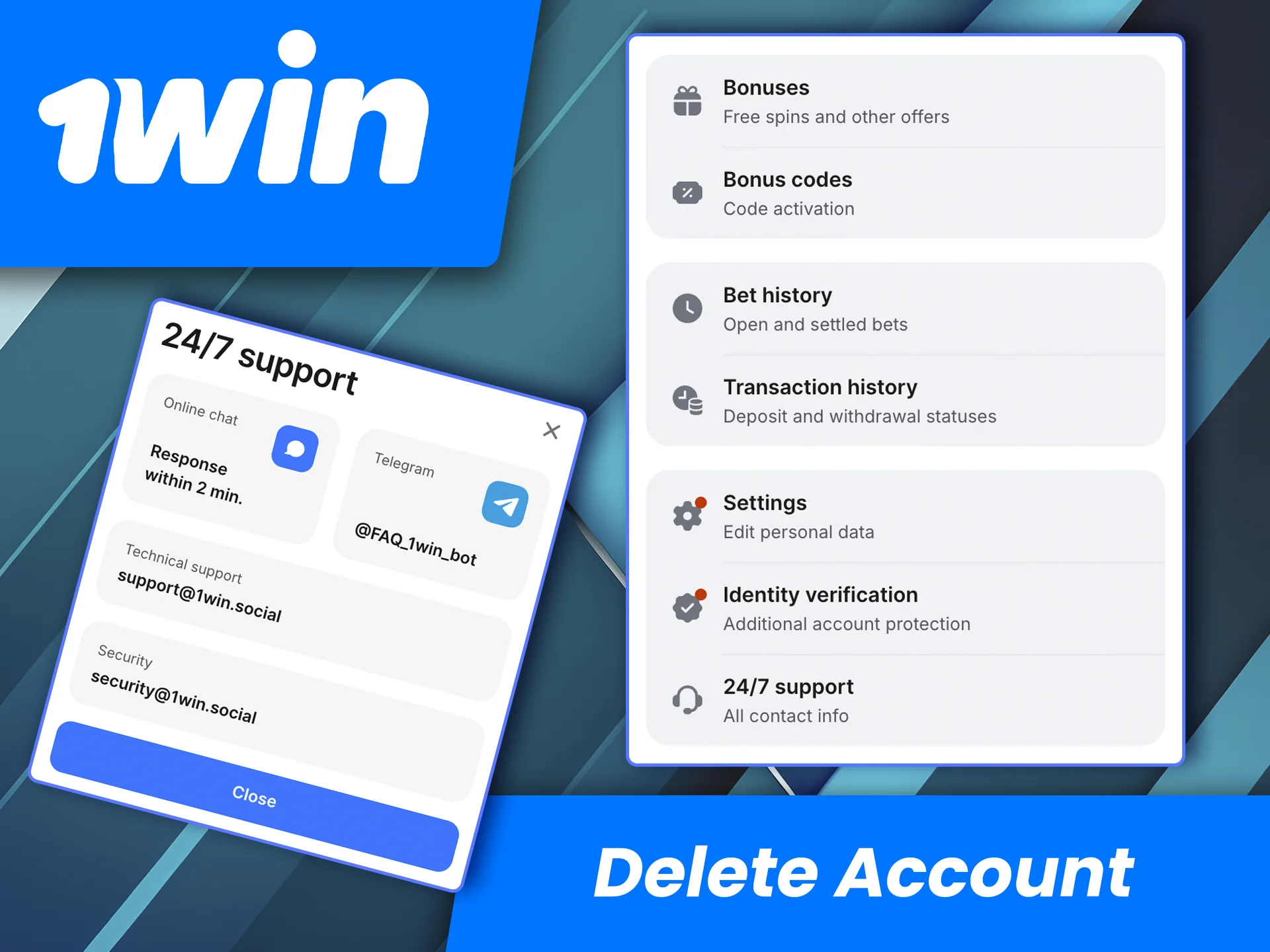 Find out how to quickly delete your account on the 1win website.