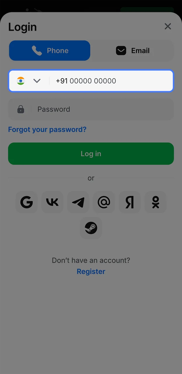 Please check that the details you have entered are correct when logging into your 1win account.