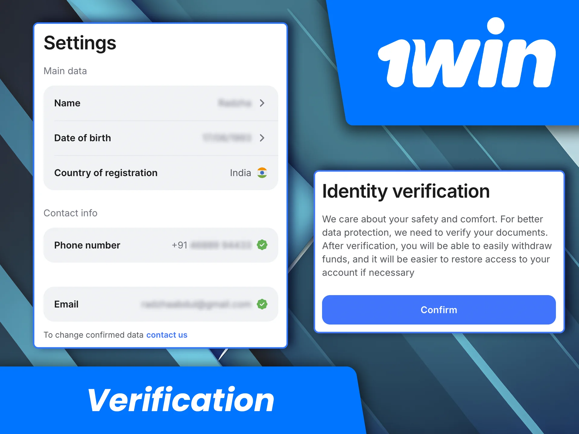 Verify your identity to unlock a whole host of new features on the 1win website.