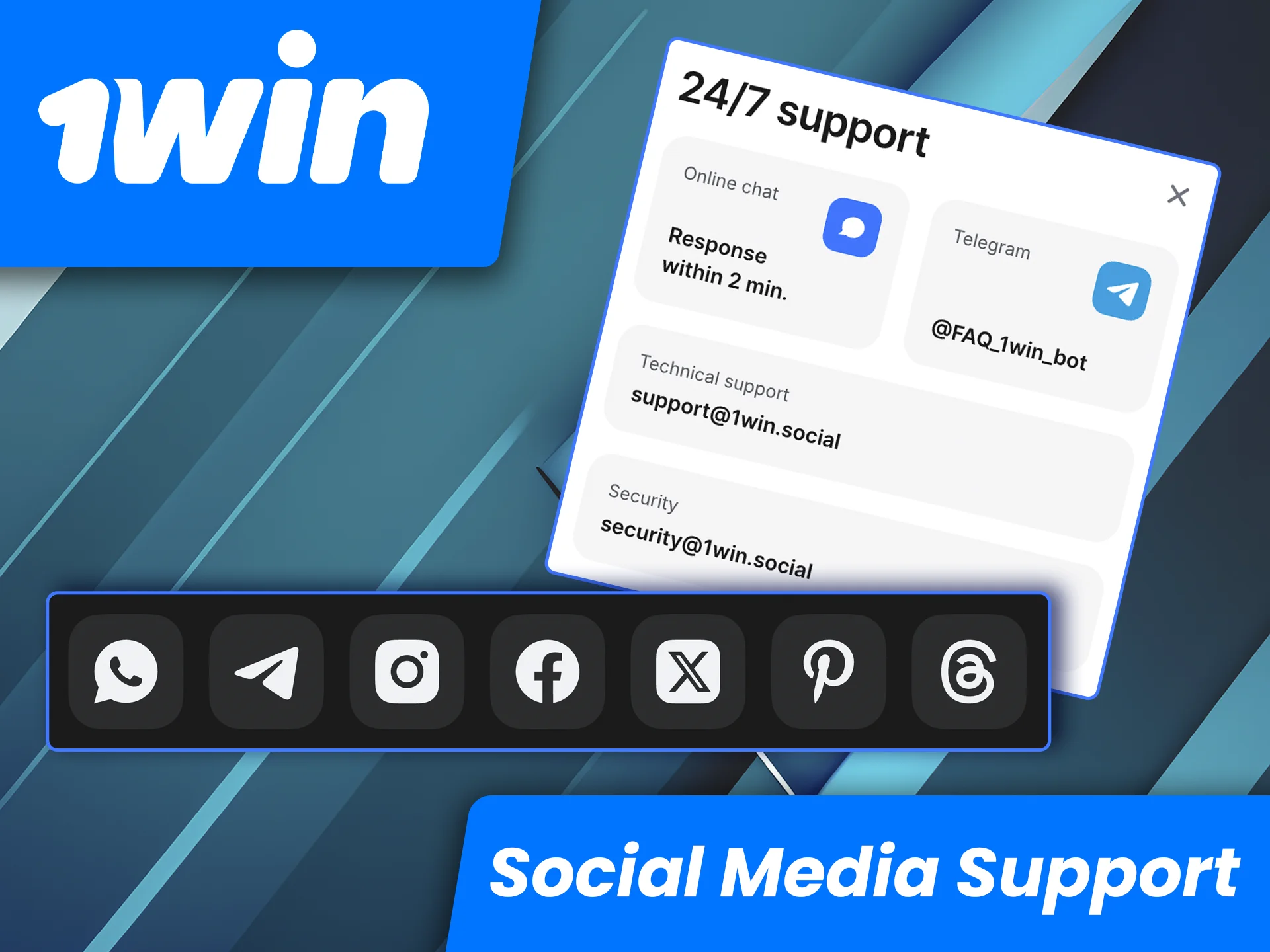 You can get in touch with 1win support instantly via the most popular social media platforms.