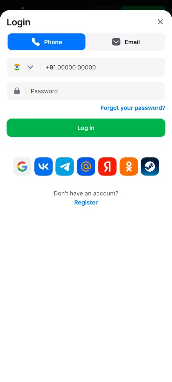 Log in to your 1win account using your mobile phone.